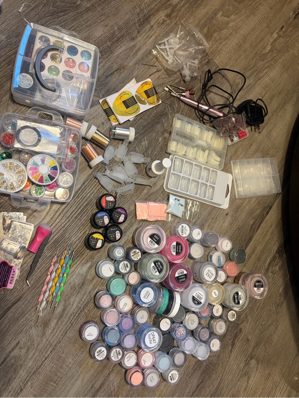 Nail Art Powder & Accessory Set - Assorted Pastel Colors